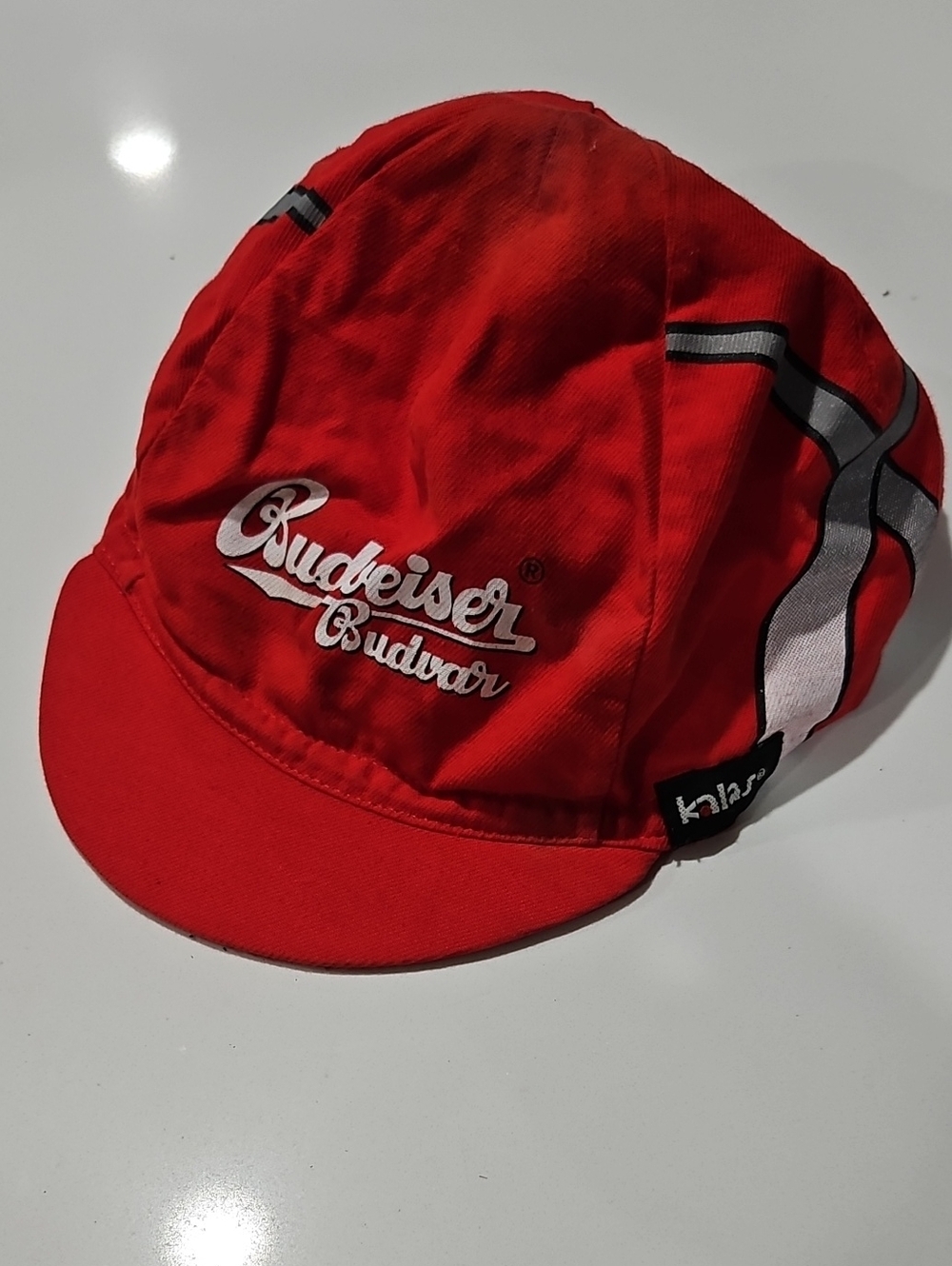 Budweiser Promotional Red and White Racing-Style Cap Vintage. Os Cycling